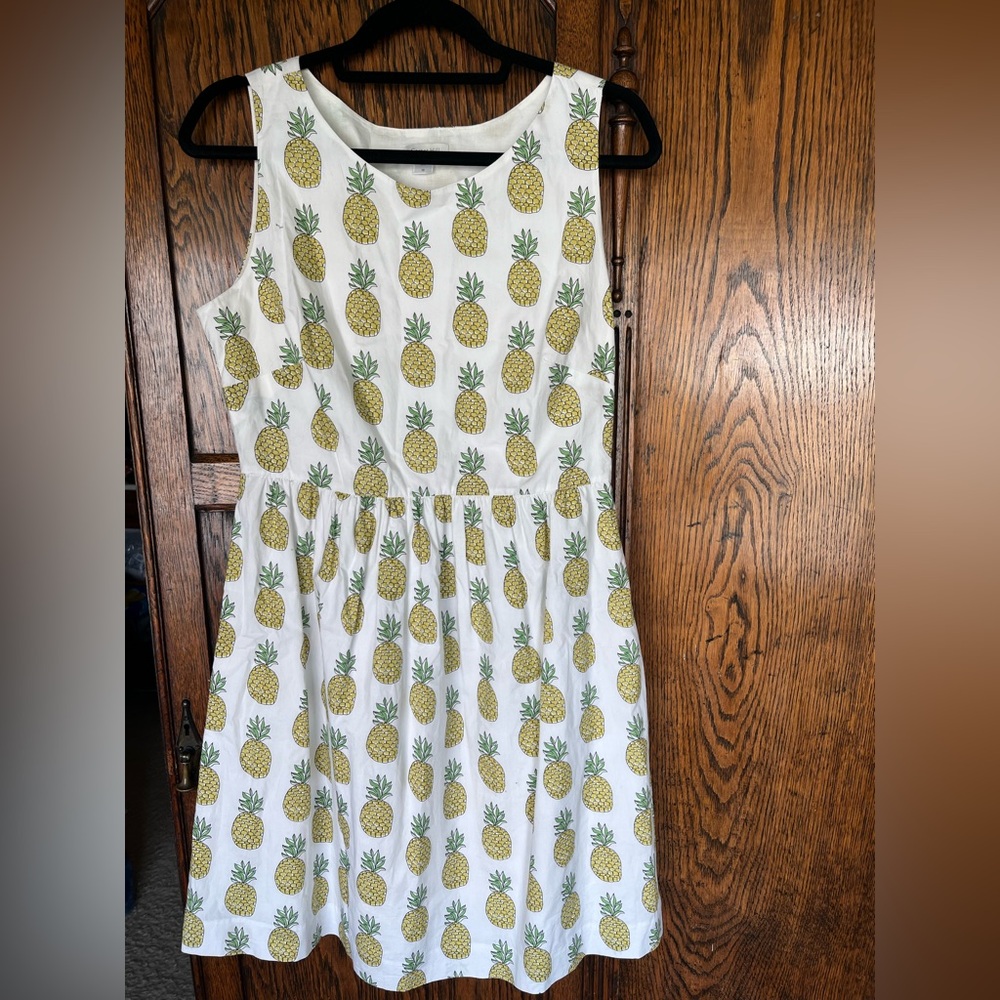 Garnet Hill pineapple cotton sleeveless cotton dress size 10